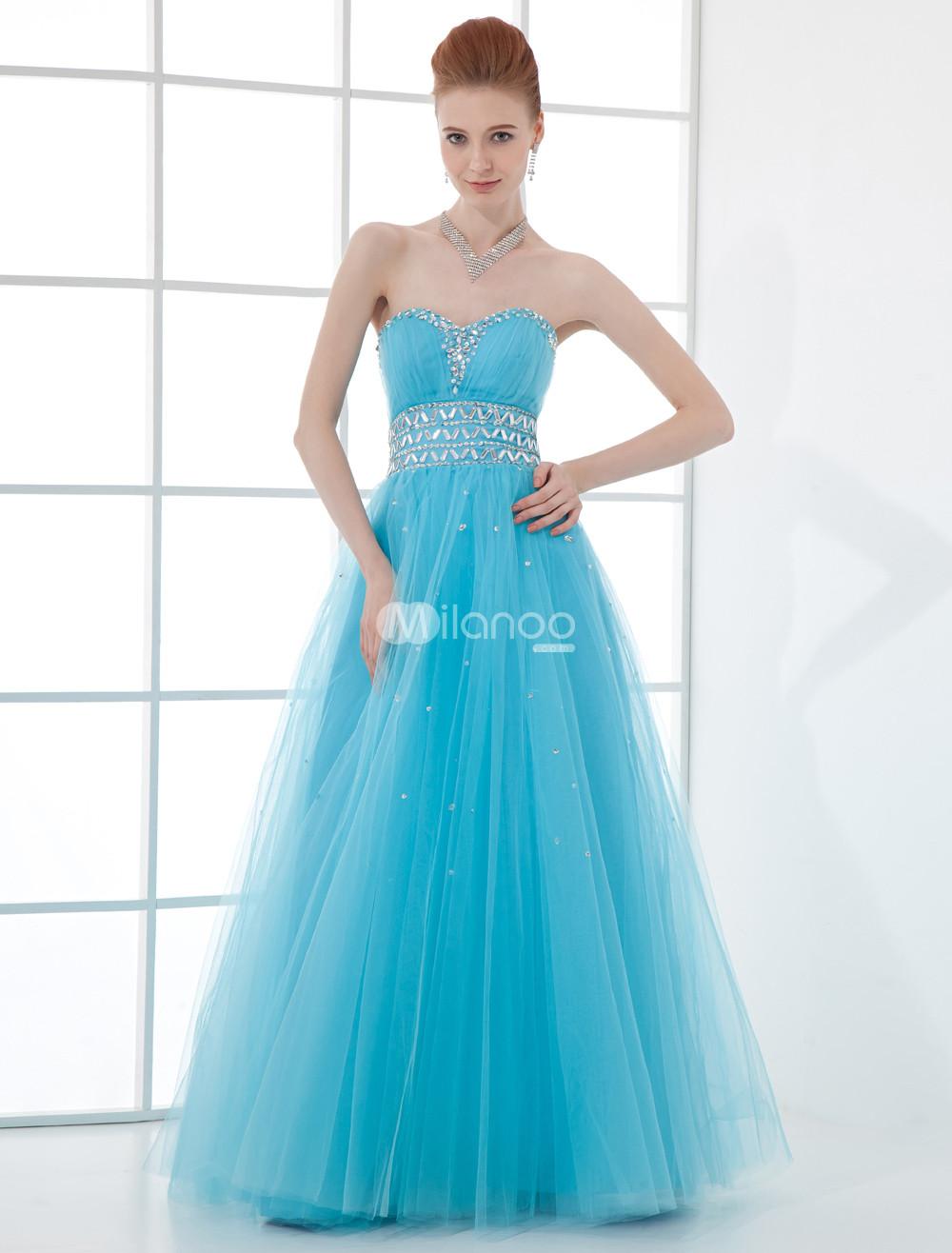 Foto Bola vestido de fiesta vestido luz azul cielo lentejuelas neto longitud del piso de la mujer foto 577719