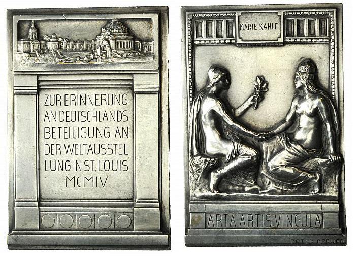 Foto Brandenburg-Berlin, Stadt Grosse versilberte Bronze-Plakette 1904