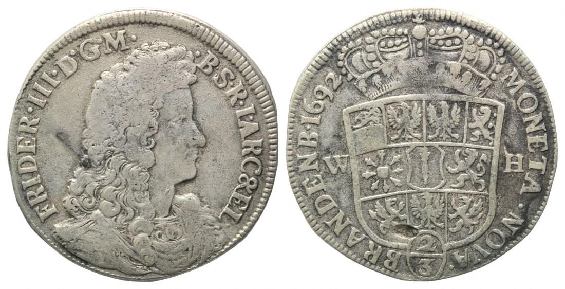 Foto Brandenburg-Preussen, Gulden =2/3 Taler 1692 Wh, Emmerich,