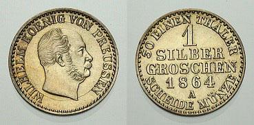 Foto Brandenburg-Preussen Silbergroschen 1864 A