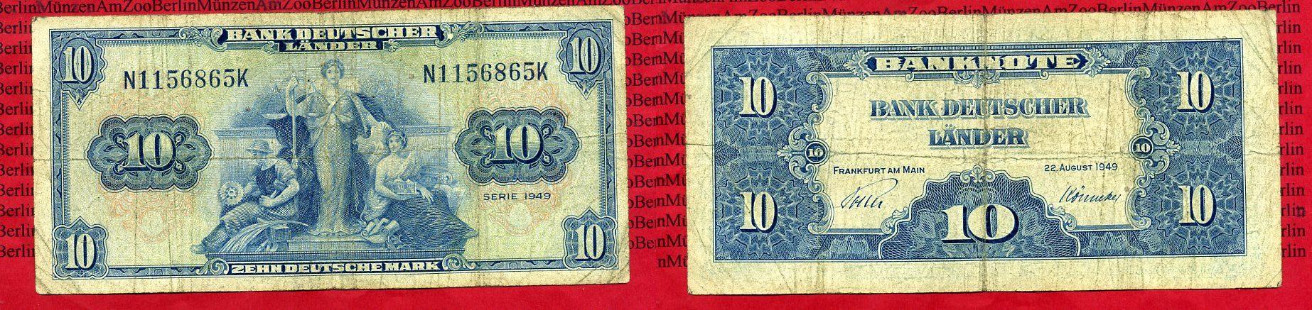 Foto Brd, Bank Deutscher Länder 10 Deutsche Mark Bank Deutscher Länder 1949 foto 85356
