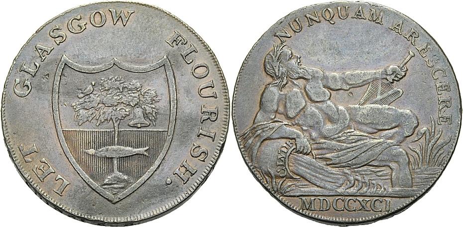 Foto Britische Trade Token Cu Halfpenny Token 1791