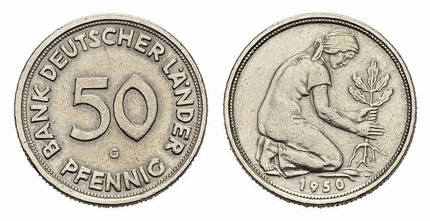 Foto Bundesrepublik Deutschland 50 Pfennig 1950 G, Bank Deutscher Lä foto 861865