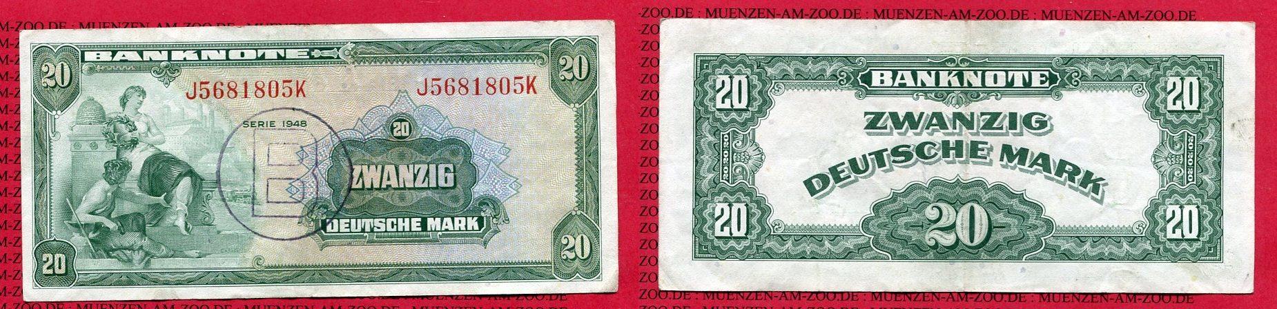 Foto Bundesrepublik Deutschland berlin 20 Dm Deutsche Mark Kopfgeld 1948 foto 63153