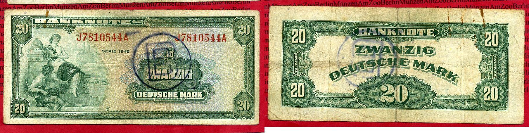 Foto Bundesrepublik Deutschland berlin 20 Dm Deutsche Mark Kopfgeld 1948 foto 63155