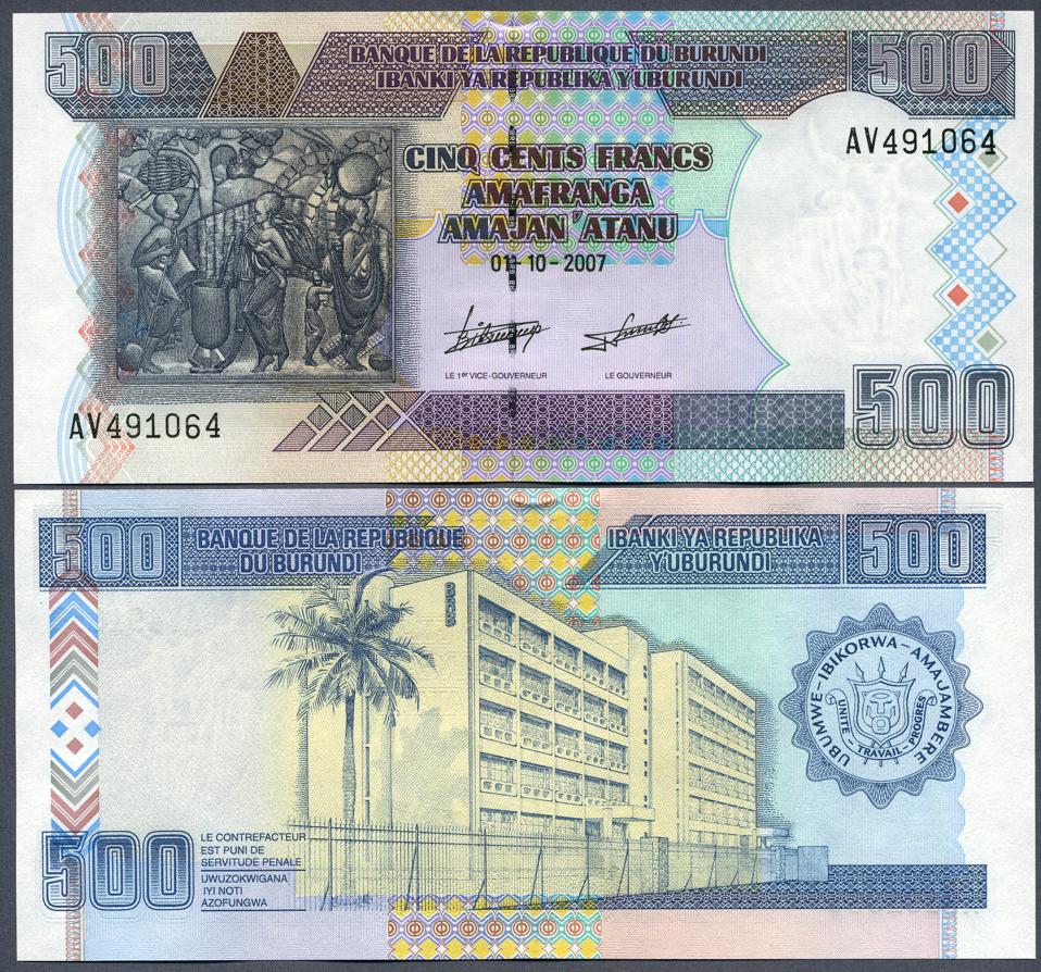 Foto Burundi 500 Francs 2007