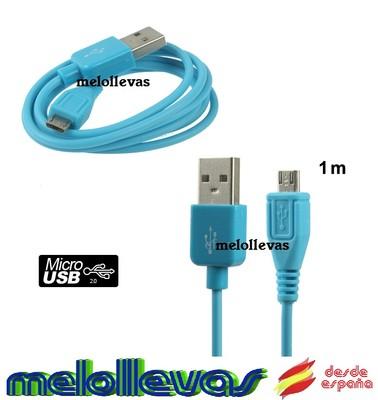 Foto Cable Datos Y Carga Micro Usb Universal, Sony,htc,samsung, Lg,etc /azul Claro