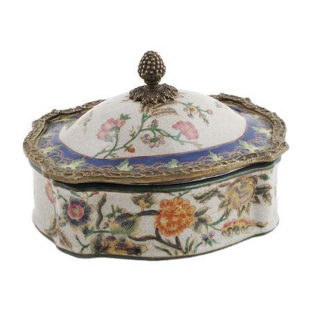 Foto Caja de porcelana: Caja ovalada 16cm con bronce -Milex foto 645047