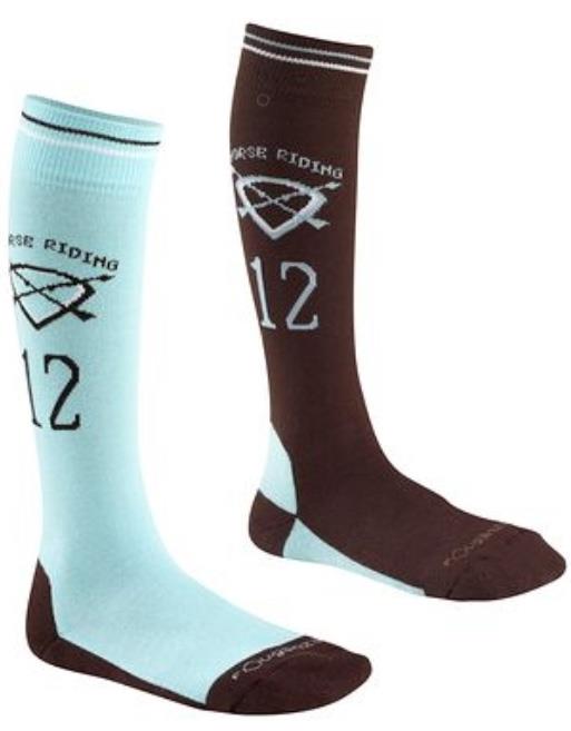 Foto calcetines fouganza hrc junior marrón y azul celeste - lote de 2 pares número 27/30 foto 885594