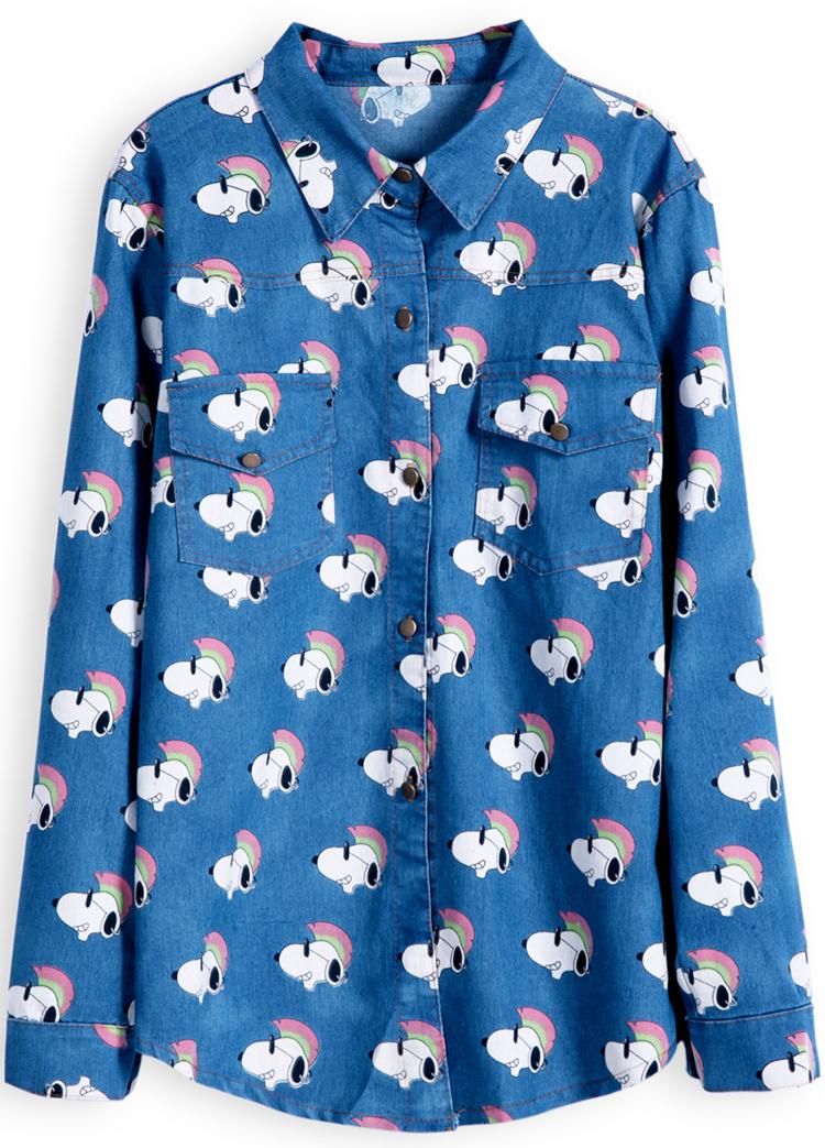Foto Camisa denim estampada Snoopy-Azul foto 696296