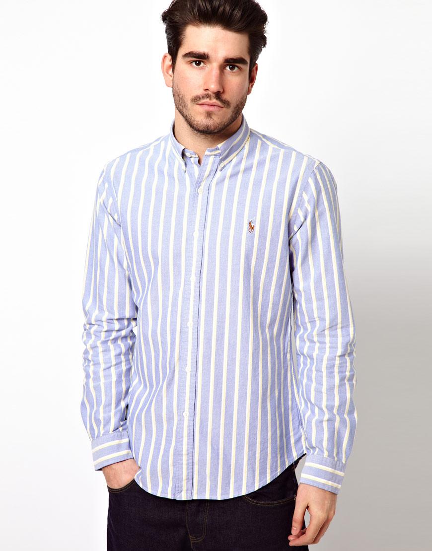 Foto Camisa Oxford a rayas con corte slim de Polo Ralph Lauren Azul foto 384429