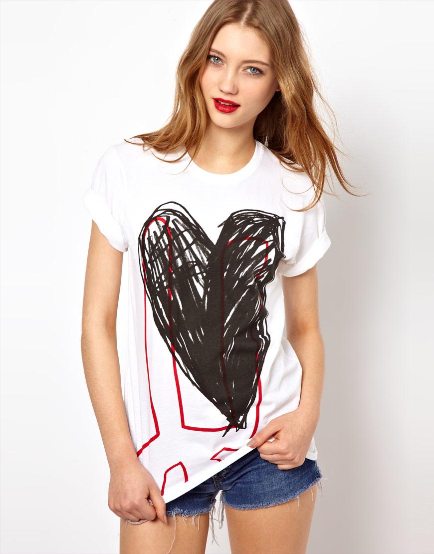 Foto Camiseta con estampado de corazón y conejo de Peter Jensen Blanco/... foto 511577