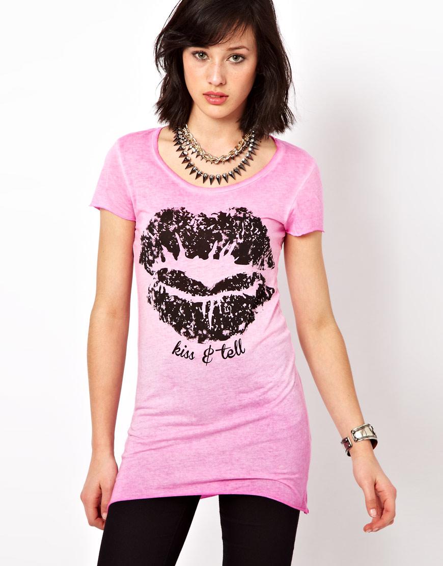 Foto Camiseta con labios de Sinstar Washed pink foto 712028