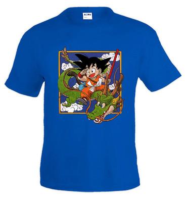 Foto Camiseta Dragon Ball Z ,goku Pequeño Y Dragon Senronz Manga Corta Color Azul foto 378849