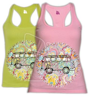 Foto Camiseta Estampada Mujer Vw Hippy Hippie Van Camper Retro Cool 60´s Women Tshirt foto 883175