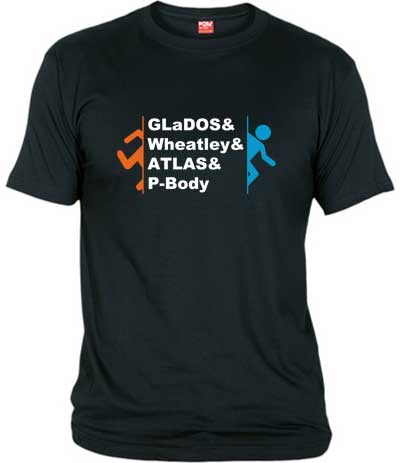 Foto camiseta glados & wheatley & atlas & p-body