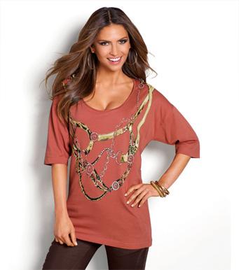 Foto Camiseta mujer manga 3/4 estampada 100% algodón foto 658419