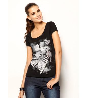 Foto Camiseta mujer manga corta estampada 100% algodón foto 658421