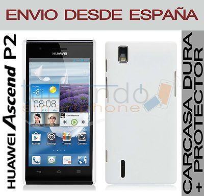 Foto Carcasa Funda Dura Blanca +protector De Pantalla Para Huawei Ascend P2 En España foto 950932