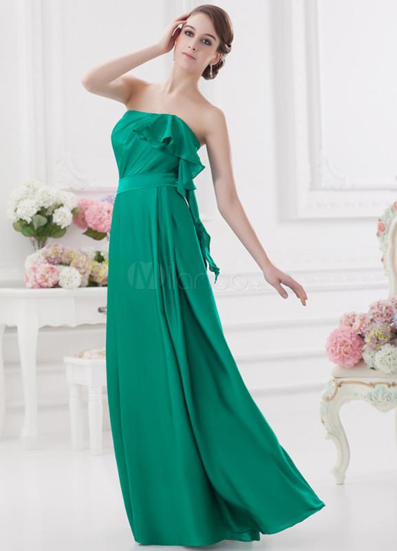 Foto Cascada verde elegante vestido de noche sin tirantes de la mujer de la colmena foto 393027