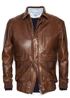 Foto Cazadora Aviador Piel tostado H.E. by MANGO