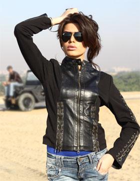 Foto Chain Moto Women's Black Leather Jacket