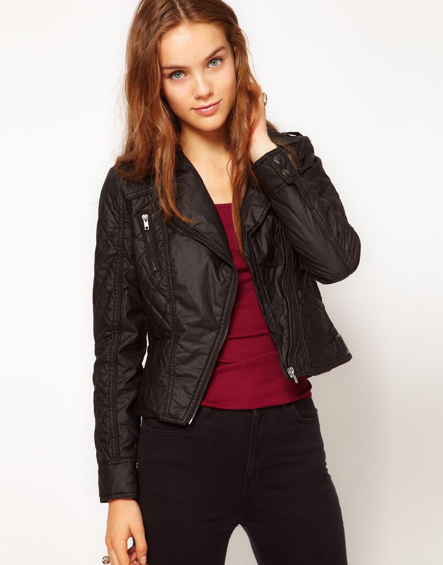 Foto Chaqueta biker encerada guateada de Warehouse Negro foto 79836