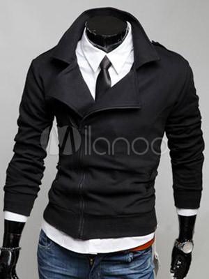 Foto Chaqueta de cremallera cobertura Collar algodón mezcla los hombres de negro foto 683179