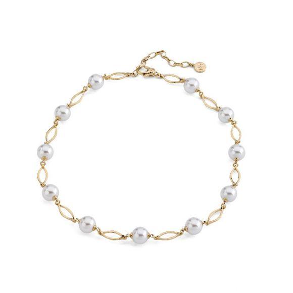 Foto Collar Majorica encadenado plata dorada perla blanca