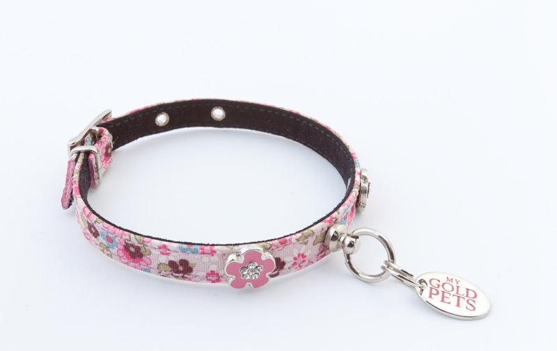 Foto Collar perro Flower farm Rosa