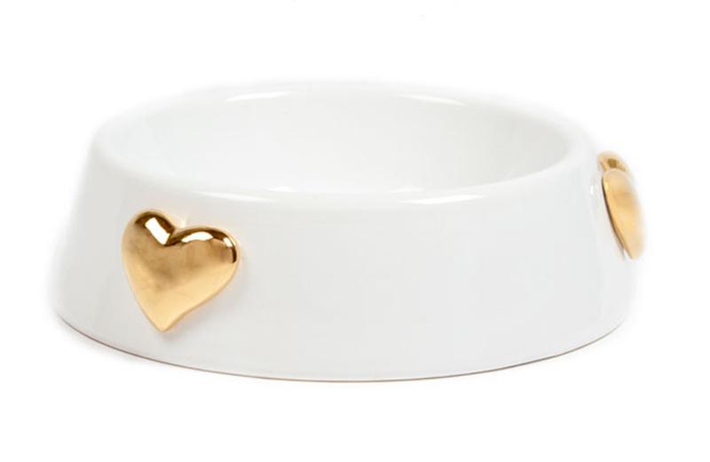 Foto Comedero Rainbow Luxe Blanco y Corazón Oro