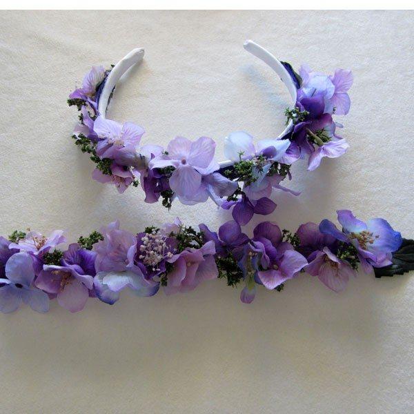 Foto Conjunto diadema morada + cinturón morado