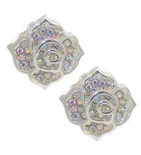 Foto Consuela silver open rose ab crystal clip on earrings