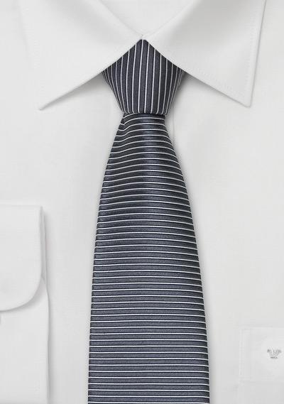 Foto Corbata antracita plata rayada estrecha