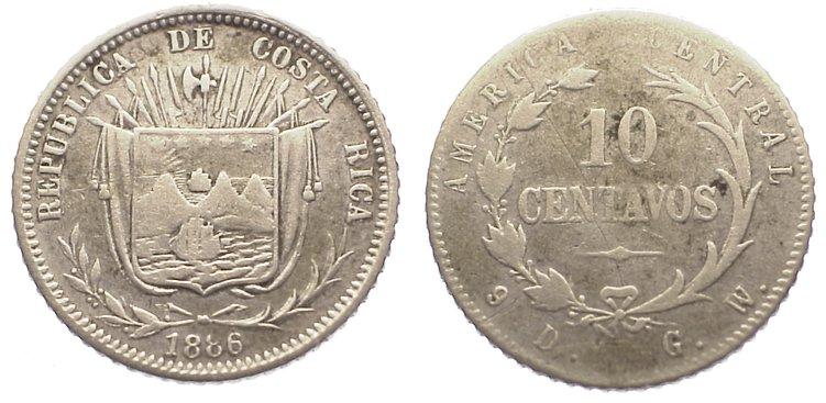 Foto Costa Rica 10 Centavos 1886 foto 239417