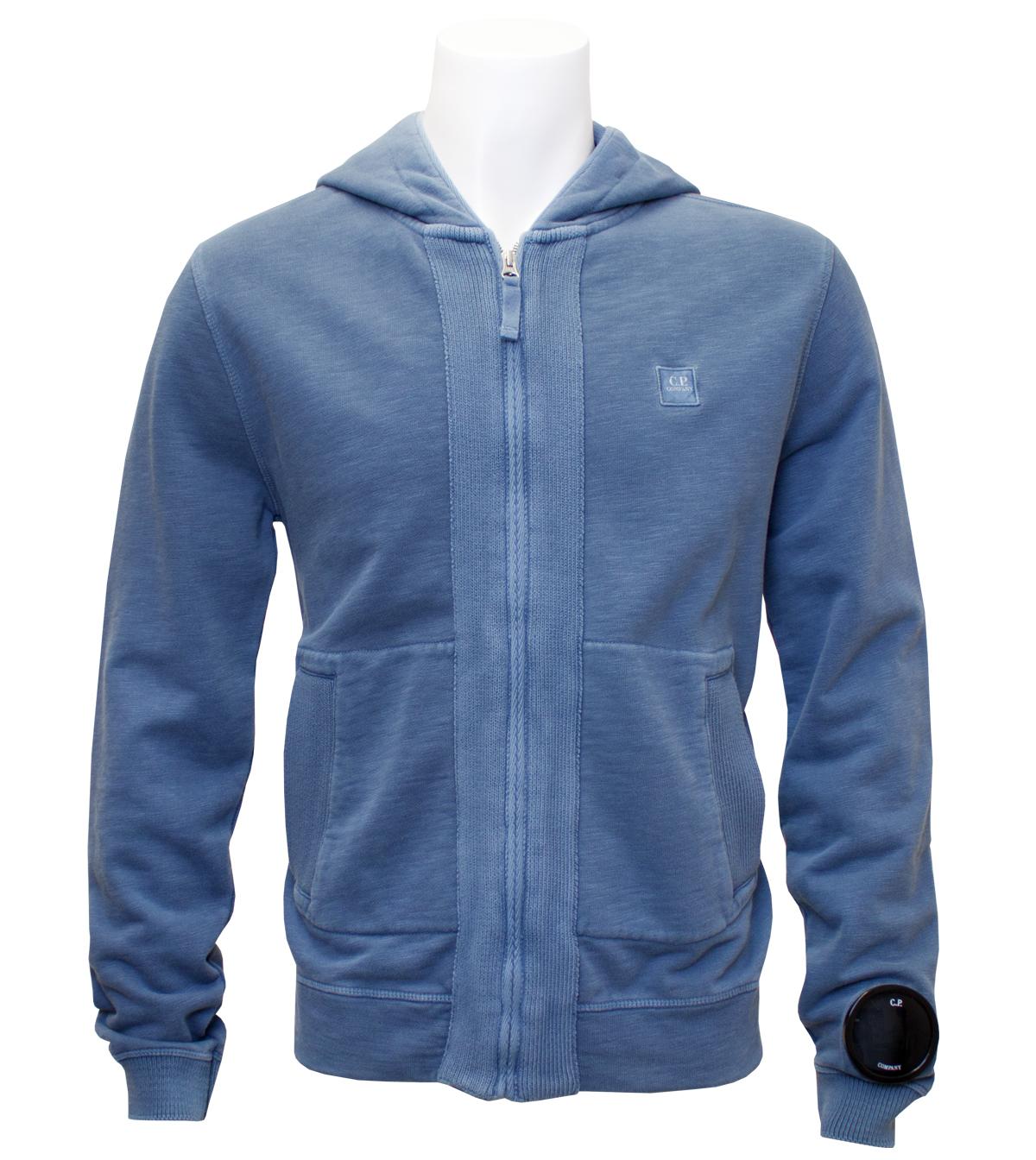 Foto CP Company Mid Blue Washed Cotton Hooded Sweatshirt foto 63973