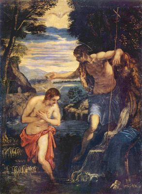 Foto Cuadro lienzo: Jacopo Tintoretto - El bautismo de Cristo - cuadro 5978 foto 275951
