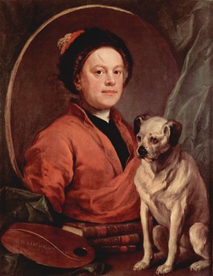 Foto Cuadro lienzo: William Hogarth - El pintor y su Pug - cuadro 3336 foto 886312