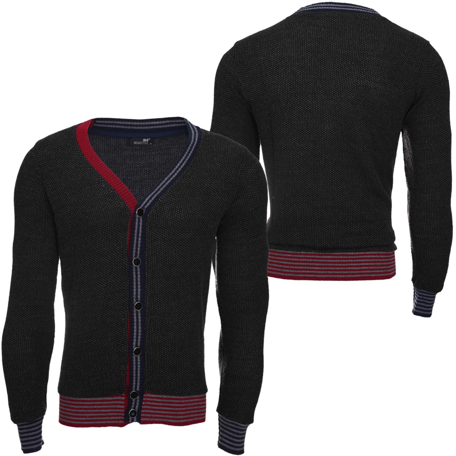Foto D & A Lifestyle New Style Hombres Cardigan Gris Oscuro Rojo foto 421840
