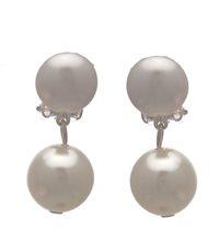 Foto Daniela plata white pearl clip de pendientes