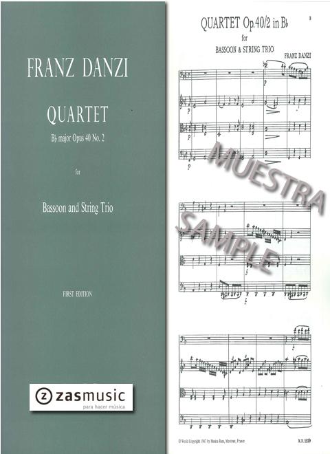Foto danzi, franz (1763-1826): quartet bb major opus 40 n. 2 for