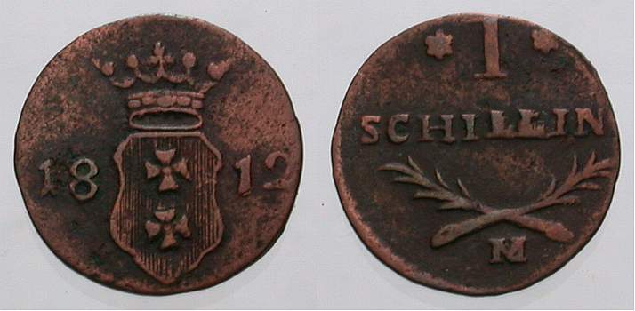 Foto Danzig, Stadt Kupfer Schilling 1812 foto 808792