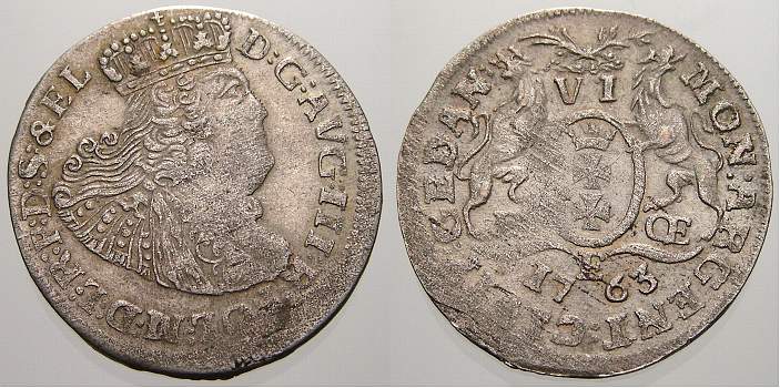 Foto Danzig, Stadt Sechsgröscher 2, 84 g 1763