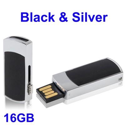 Foto Deslice el material de 16 GB USB clave de color negro y plateado metal