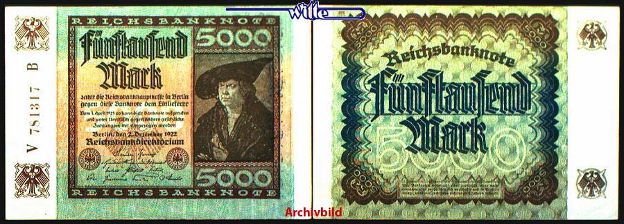 Foto Deutsches Reich 5000 Mark 1922