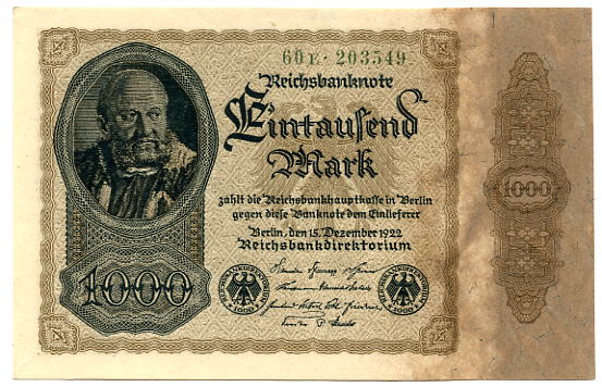 Foto Deutsches Reich / Inflation 1 000 Mark 1922 foto 124923