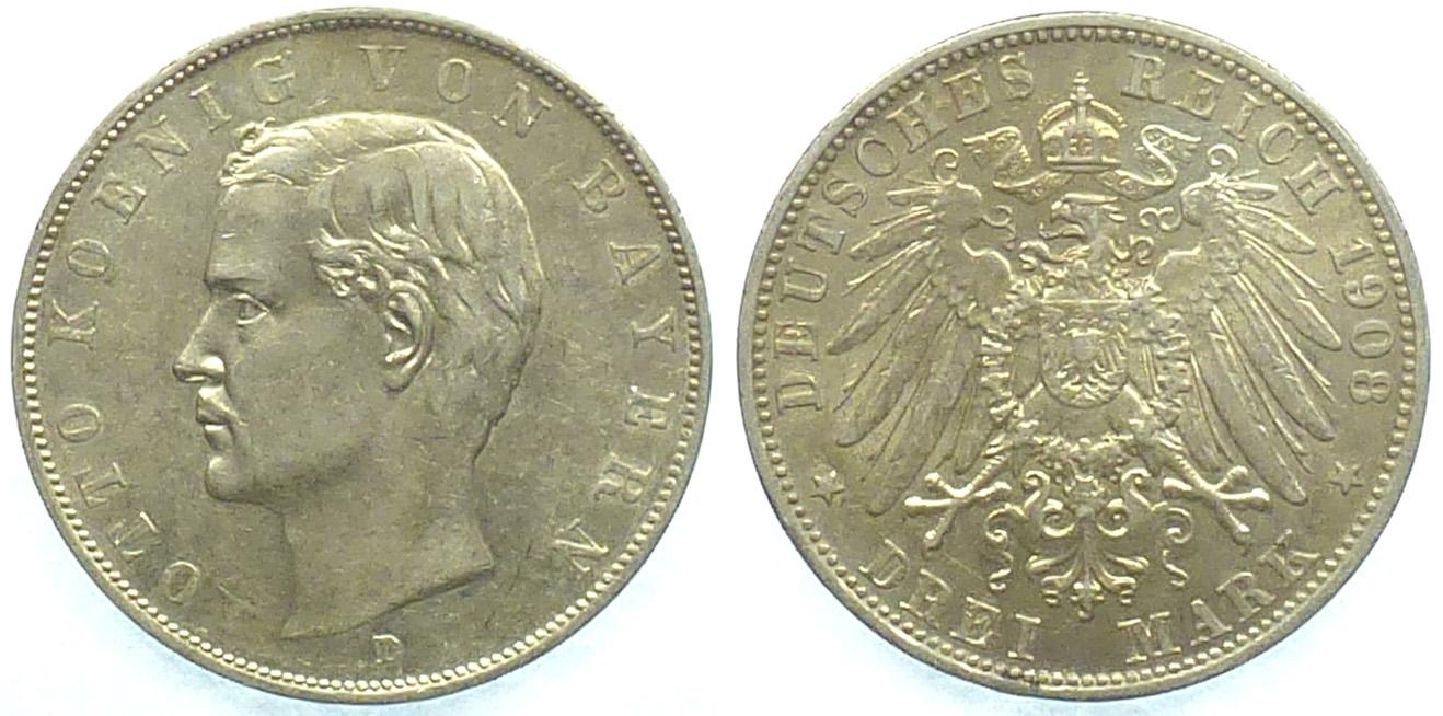 Foto Deutschland Bayern 3 Mark 1908 D foto 763633