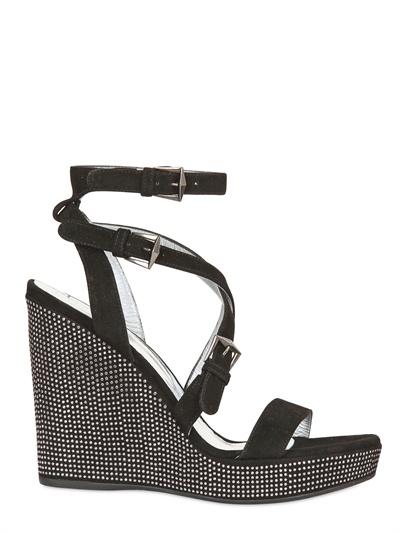 Foto diamond stuart weitzman 120mm suede multi buckle wedges