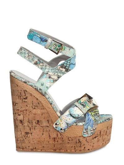 Foto diamond stuart weitzman 150mm snake printed leather wedges foto 139558