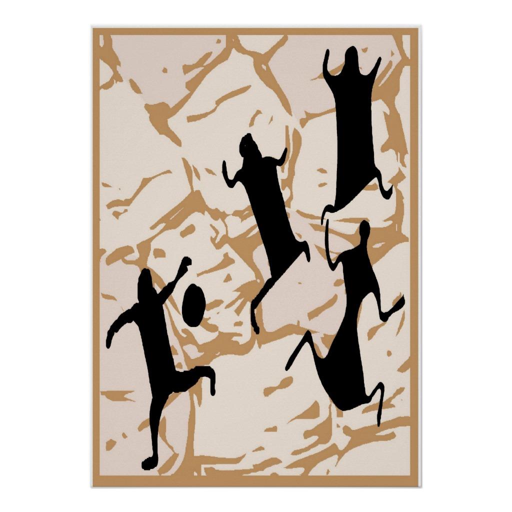 Foto Dibujos prehistóricos de la cueva del baloncesto Poster foto 957681